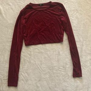Velvet ripped long sleeve crop top